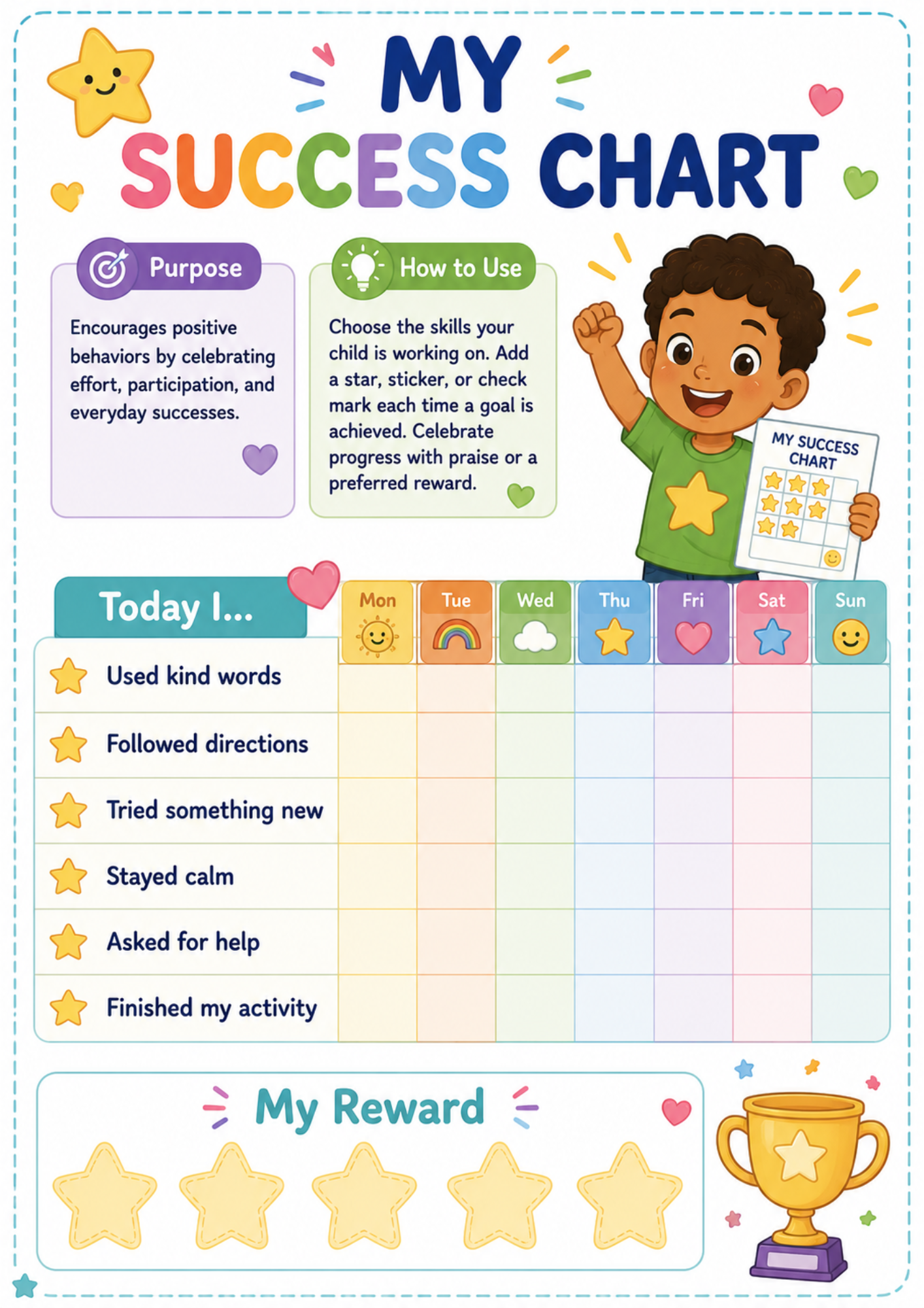 My Success Chart β preview from the Bonus Printable Toolkit